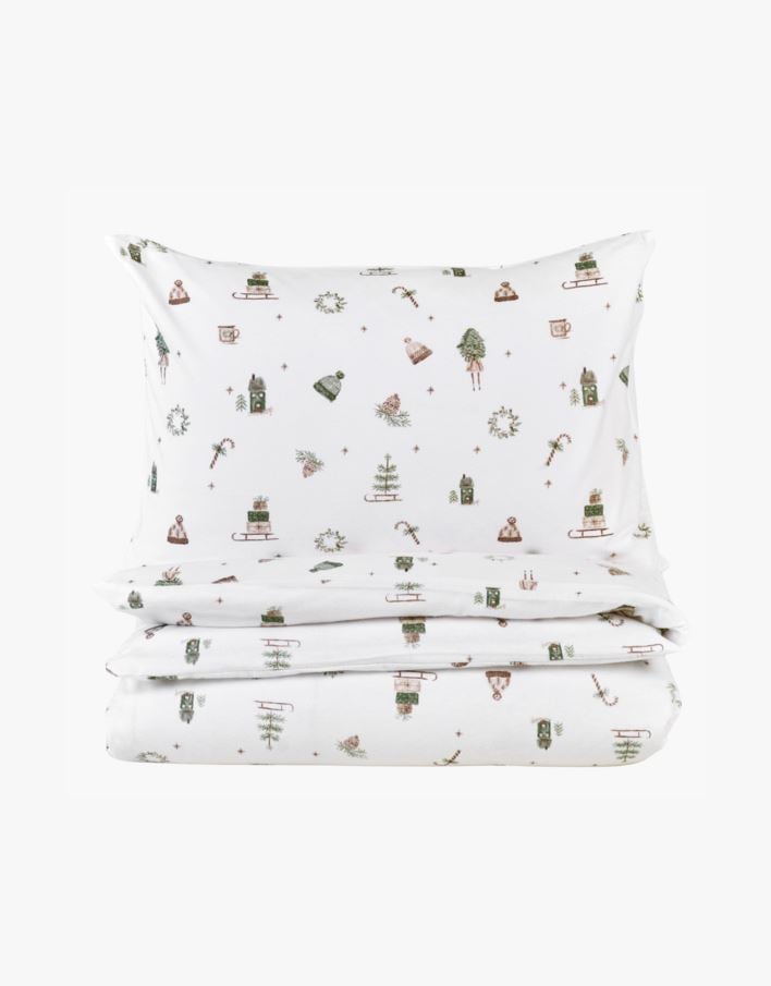 Flanell voodipesukomplekt mitmevärviline/roheline - 150x210 cm mitmevärviline/roheline - 1