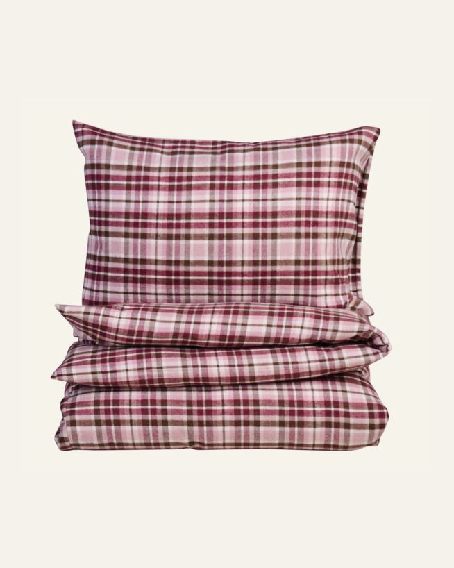 Voodipesukomplekt lõimvärvitud flanell mitmevärviline/roosa - 150x210 cm mitmevärviline/roosa - 1