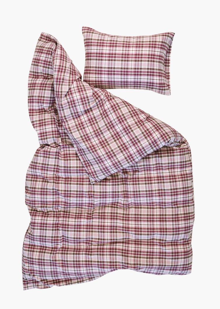 Voodipesukomplekt lõimvärvitud flanell mitmevärviline/roosa - 5