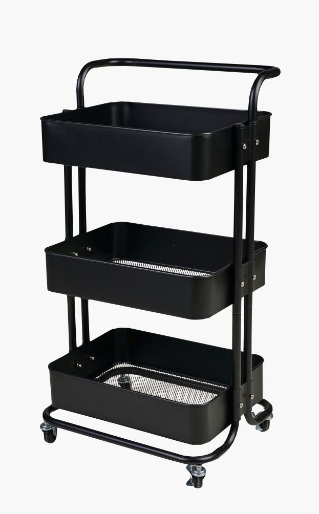 Ratastega riiul must - 44x36x83 cm must - 1