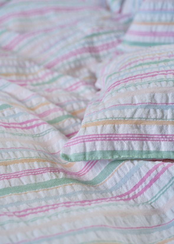 Voodipesukomplekt lõimvärvitud krepp-puuvill mitmevärviline - 2