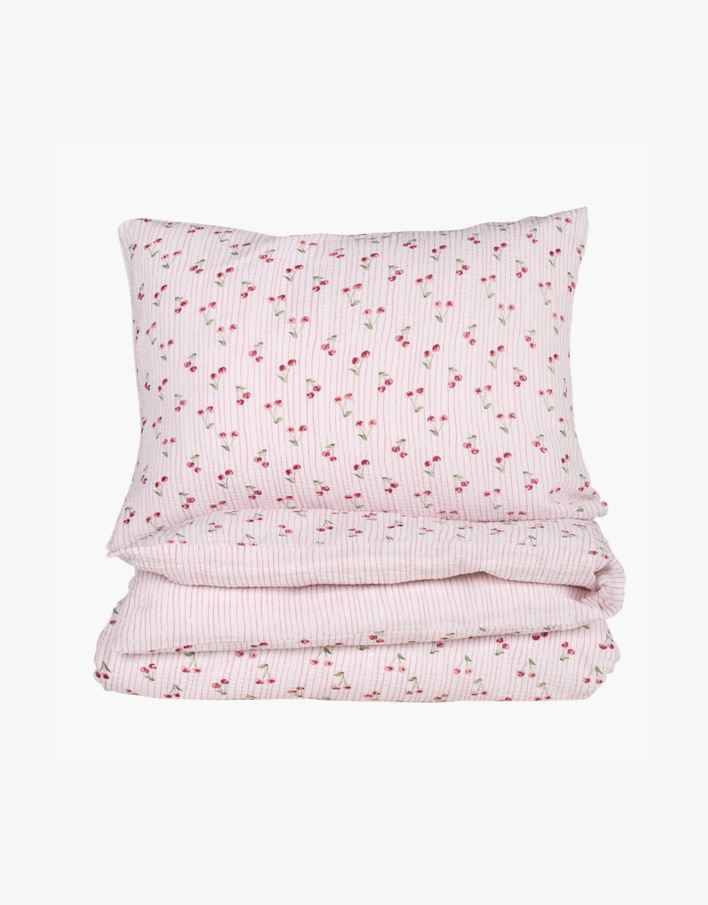 Voodipesukomplekt krepp-puuvillane korall - 150x210 cm korall - 1