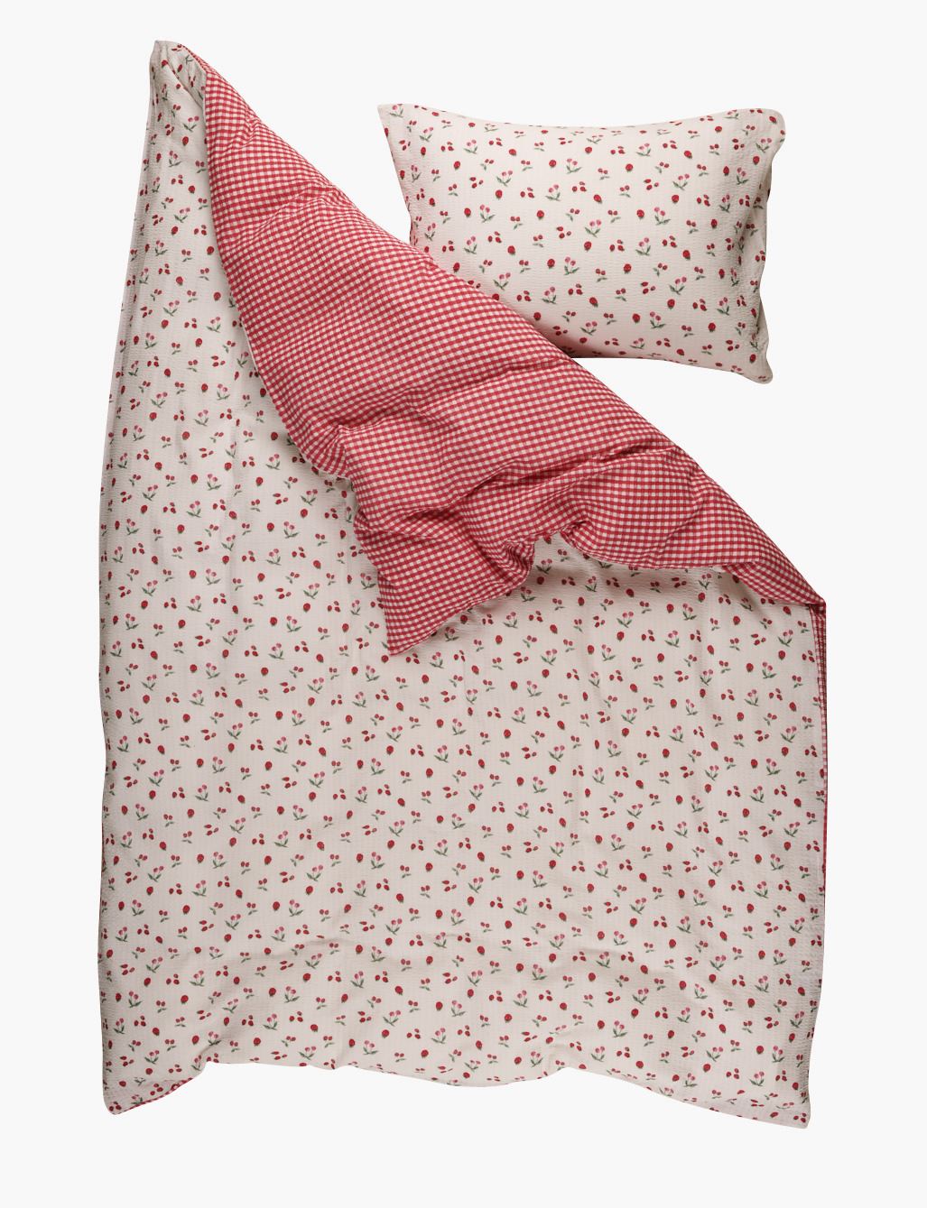 Voodipesukomplekt krepp-puuvillane punane - 3