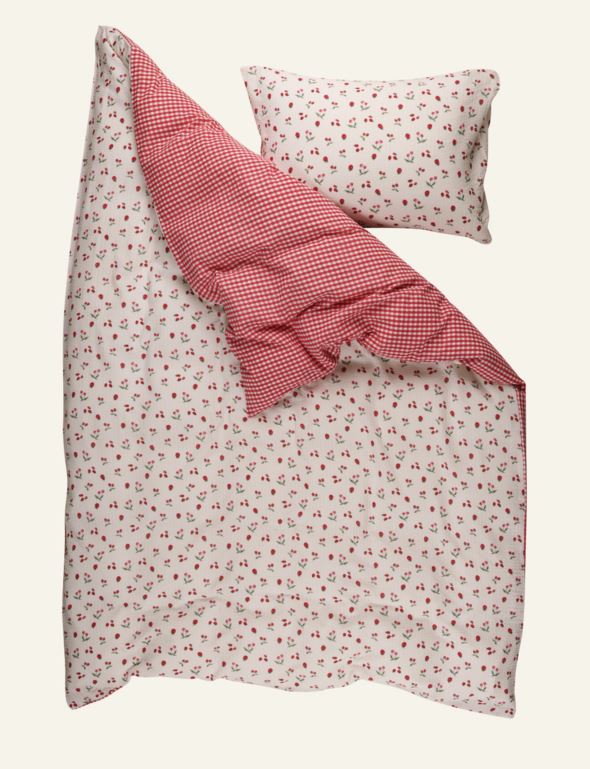 Voodipesukomplekt krepp-puuvillane punane - 3