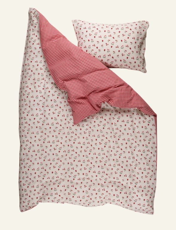 Voodipesukomplekt krepp-puuvillane punane - 3