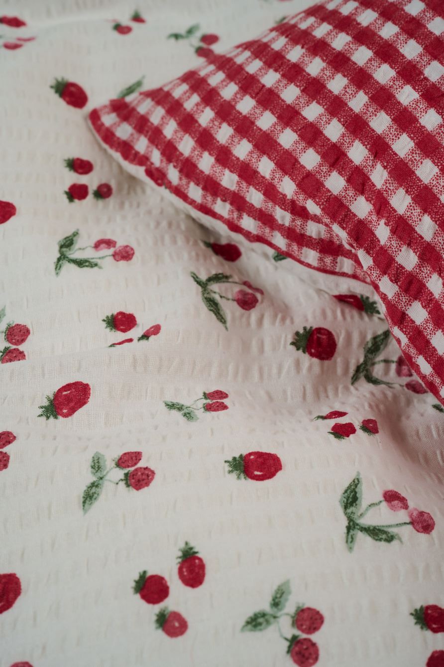 Voodipesukomplekt krepp-puuvillane punane - 4