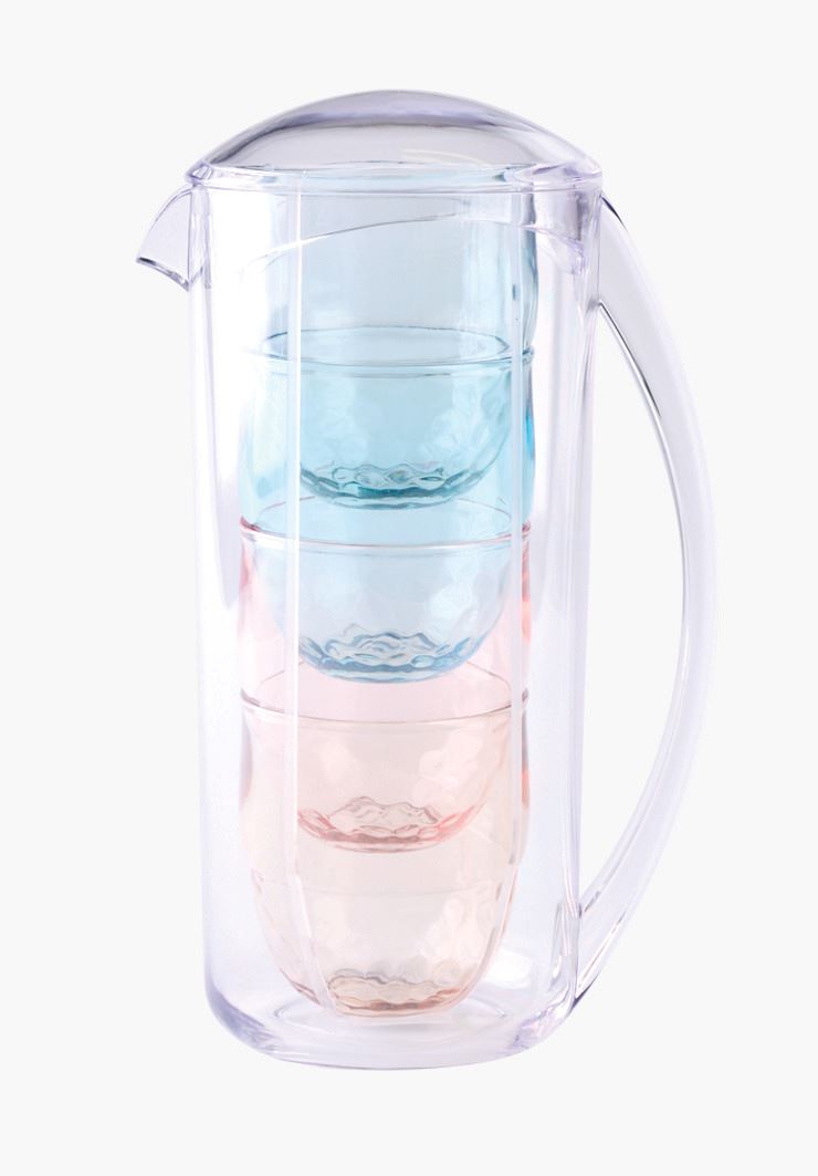 Kann koos 4 klaasiga mitmevärviline - 2L mitmevärviline - 1