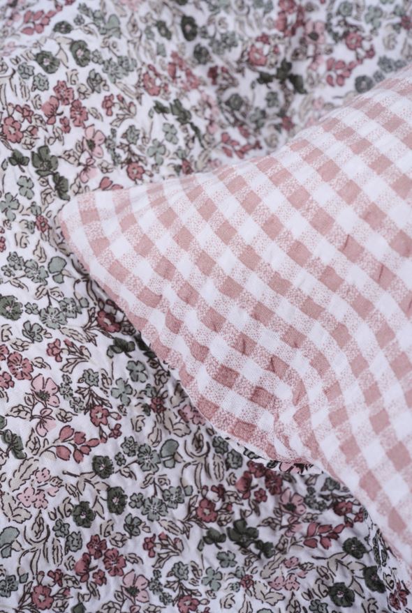 Voodipesukomplekt krepp-puuvillane mitmevärviline/roosa - 5