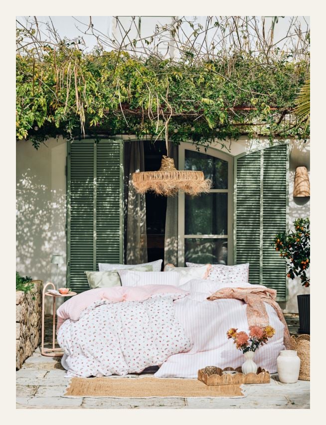 Voodipesukomplekt krepp-puuvillane hele roosa - 2