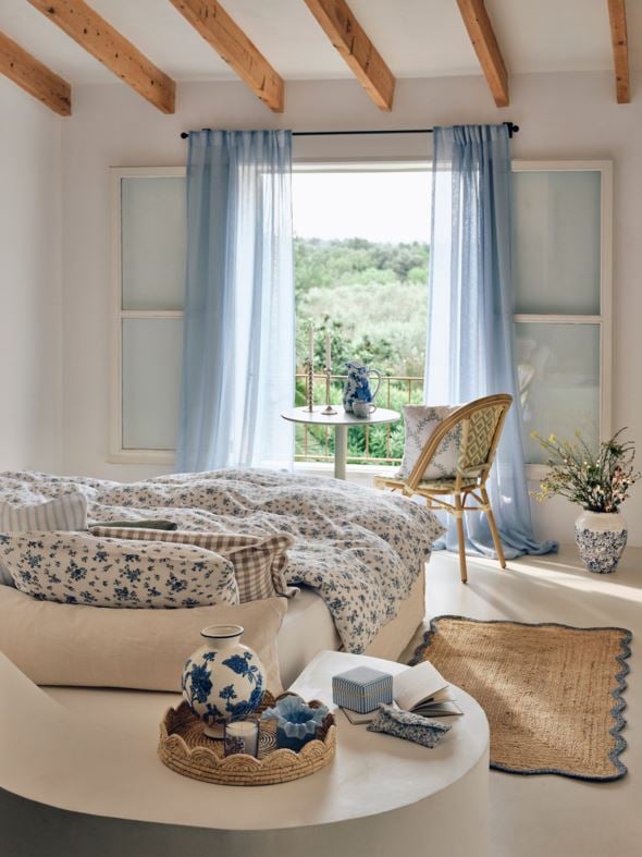 Voodipesukomplekt krepp-puuvillane sinine - 2