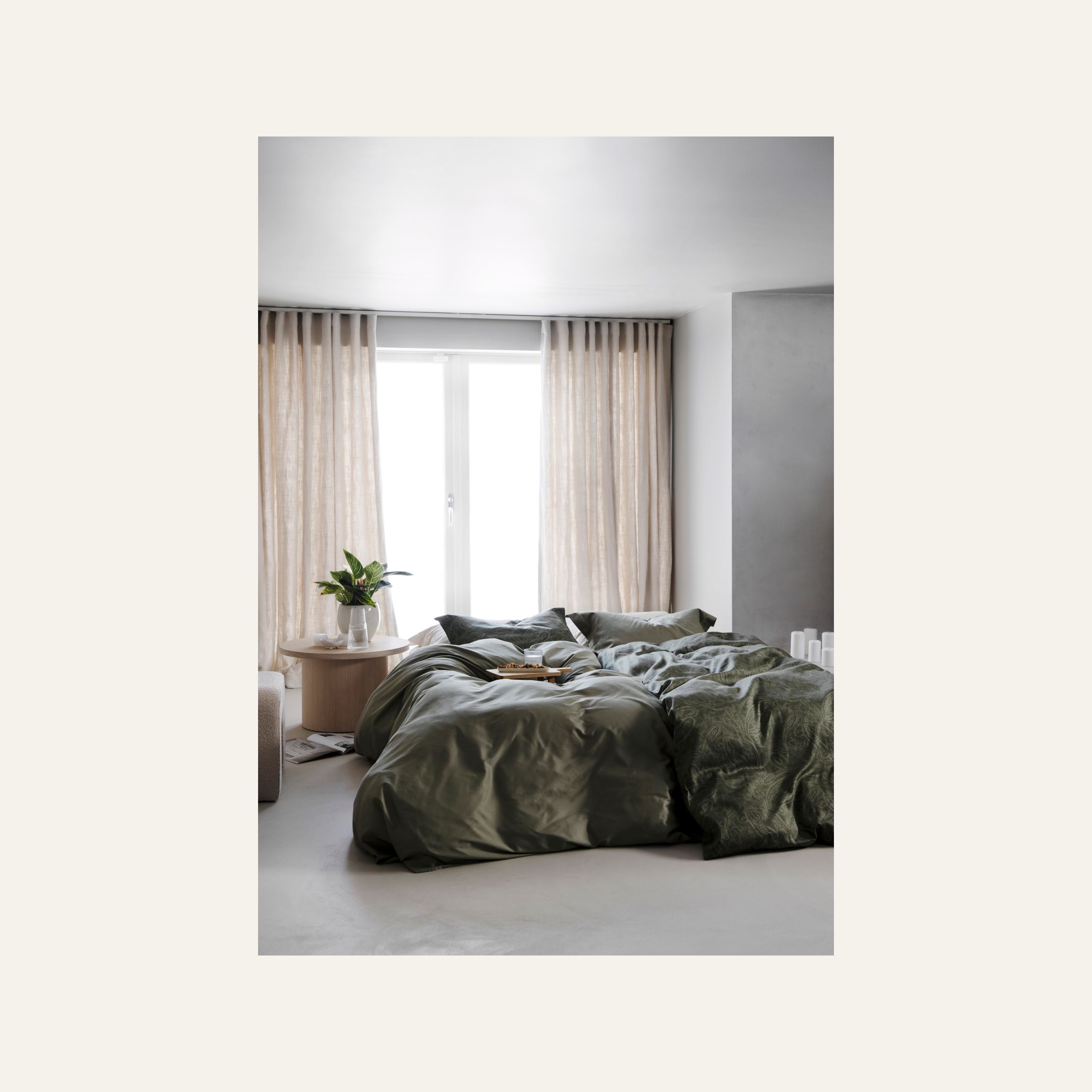 Voodipesukomplekt egiptuse puuvill oliiviroheline - 4