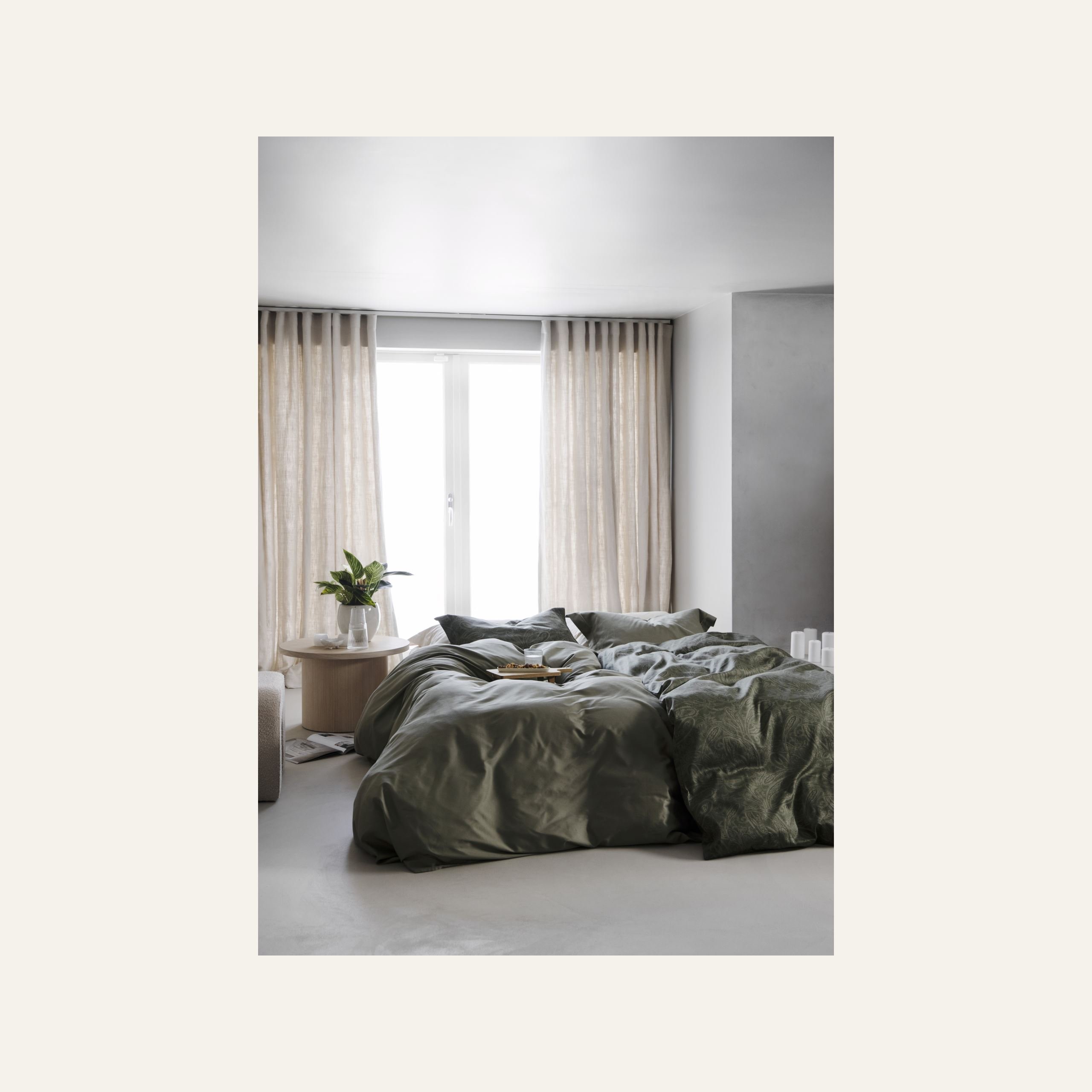 Voodipesukomplekt egiptuse puuvill oliiviroheline - 4