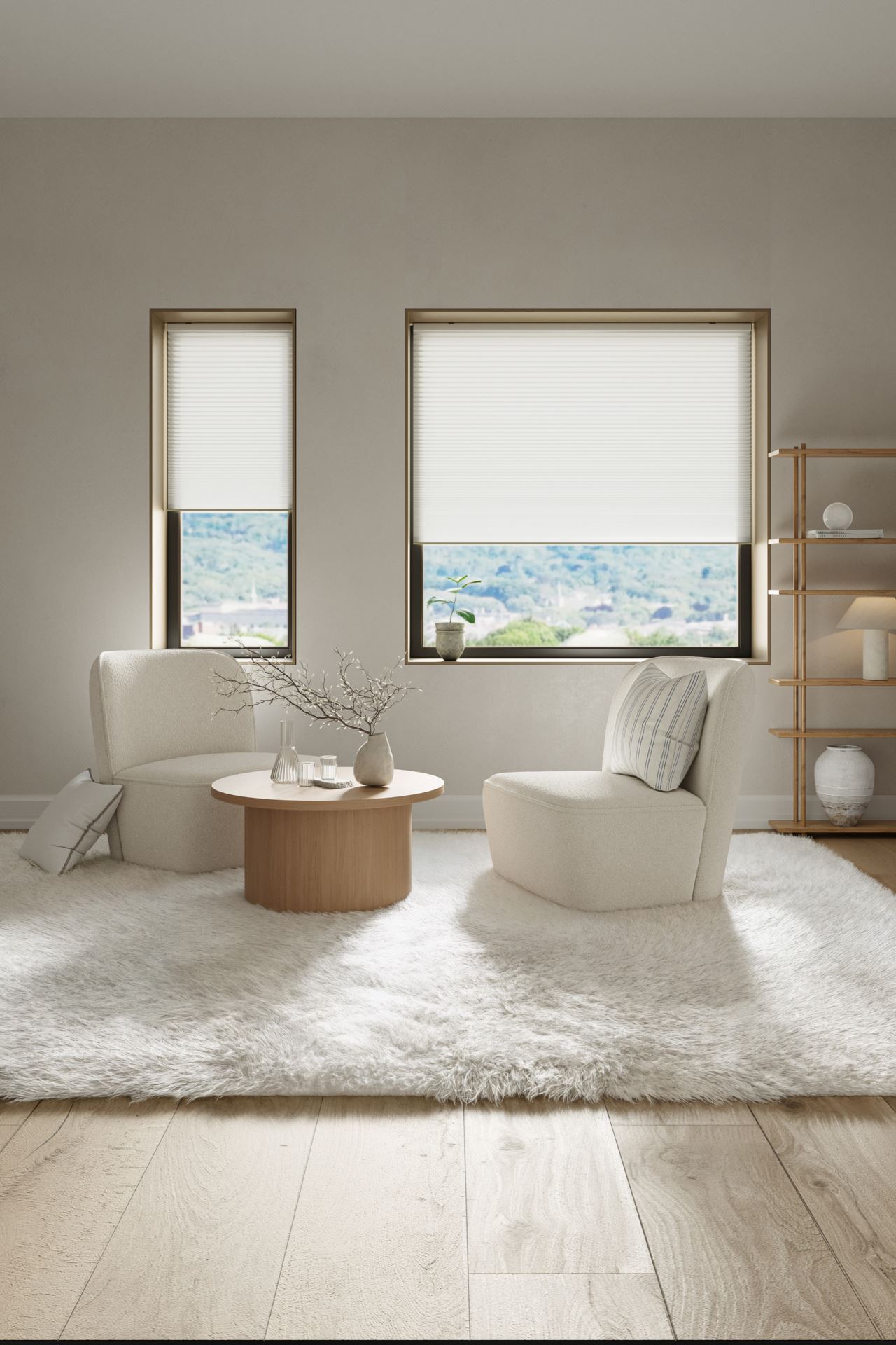 Valgust filtreeriv topelt- voldikkardin valge - 2