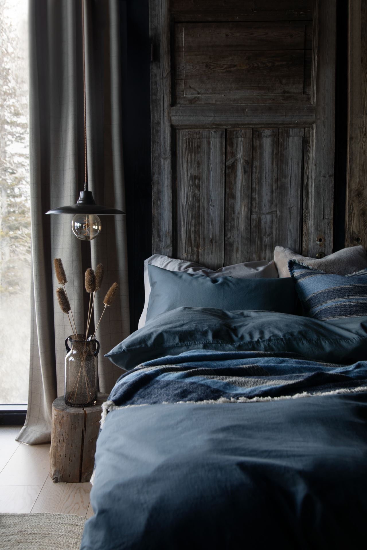 Voodipesukomplekt satiinpuuvillane udusinine - 2