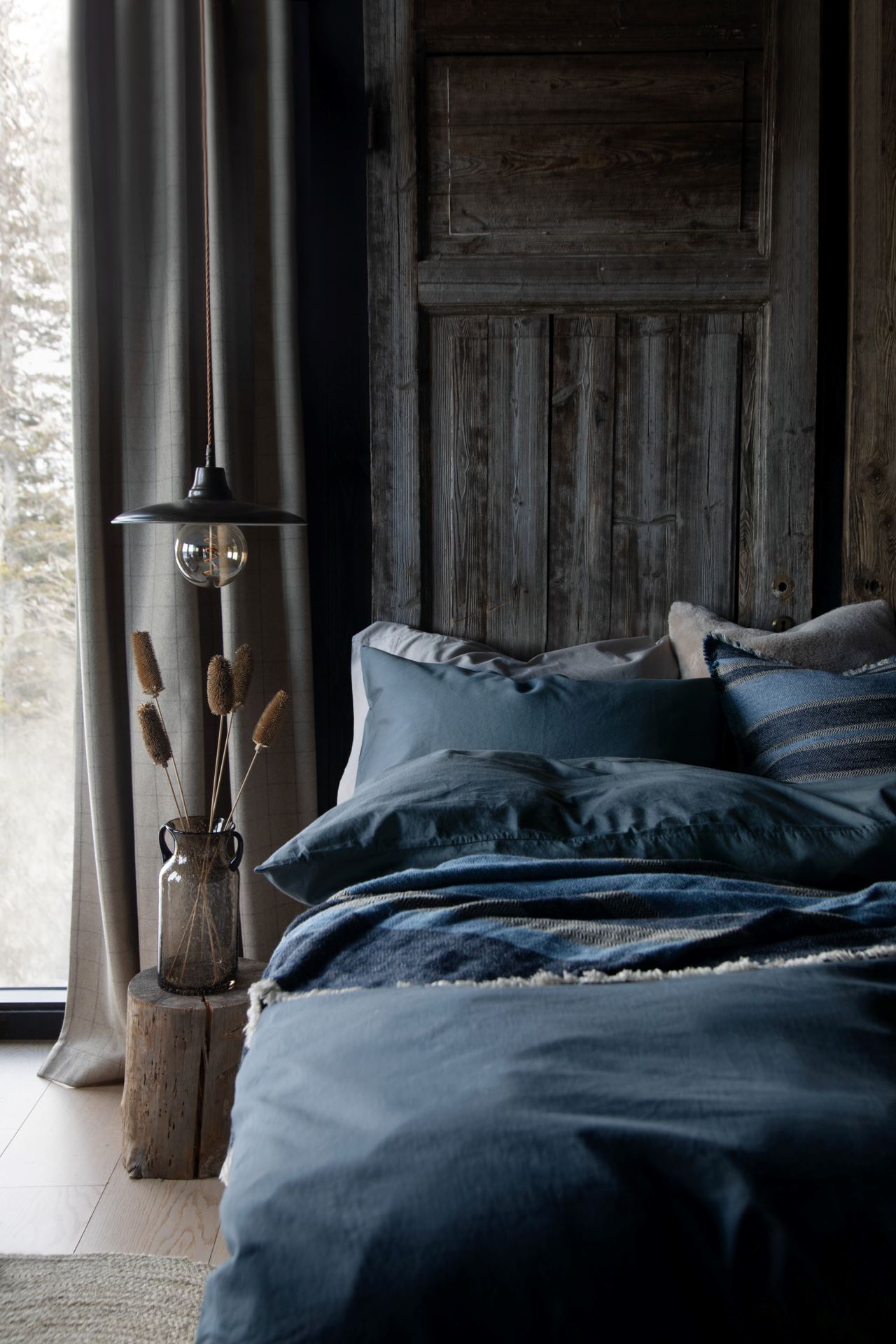 Voodipesukomplekt satiinpuuvillane udusinine - 2