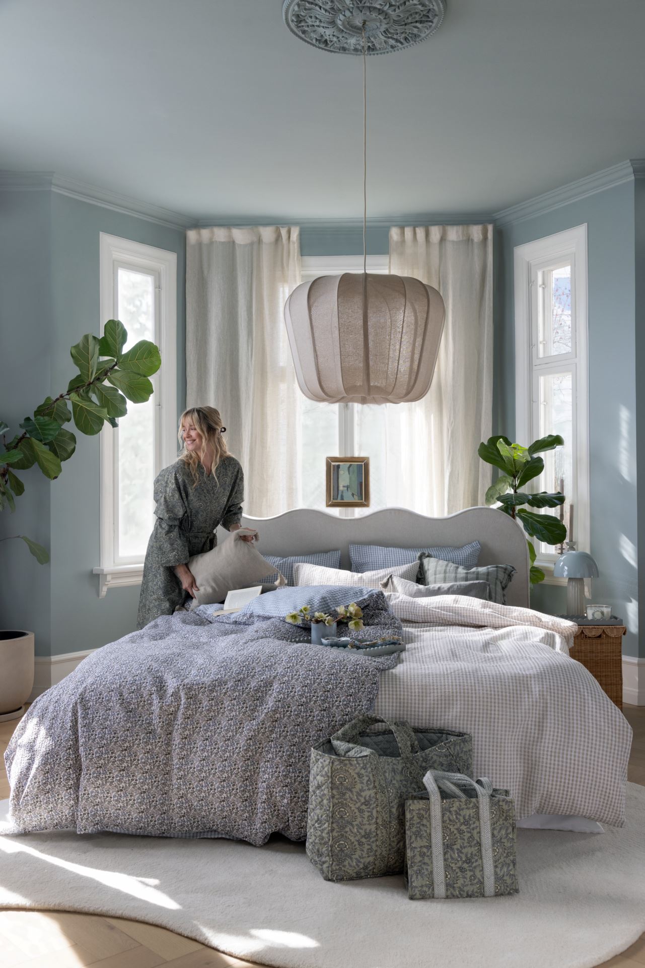 Voodipesukomplekt krepp-puuvillane mitmevärviline/sinine - 6