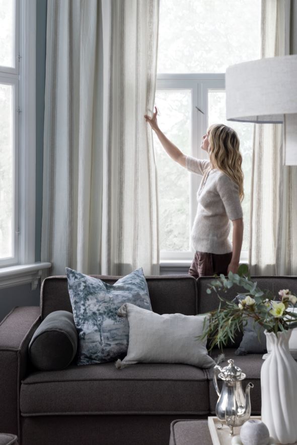 Linane kardin mitmevärviline/valge - 5