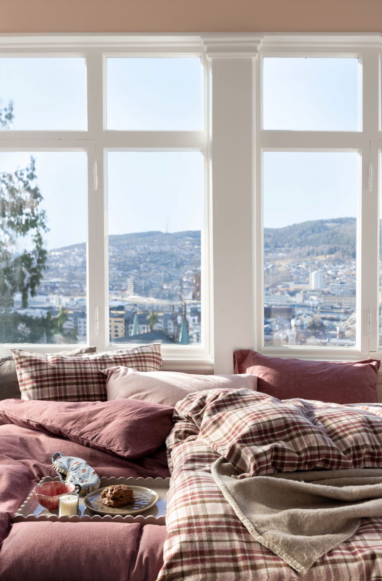 Voodipesukomplekt lõimvärvitud flanell mitmevärviline/roosa - 2