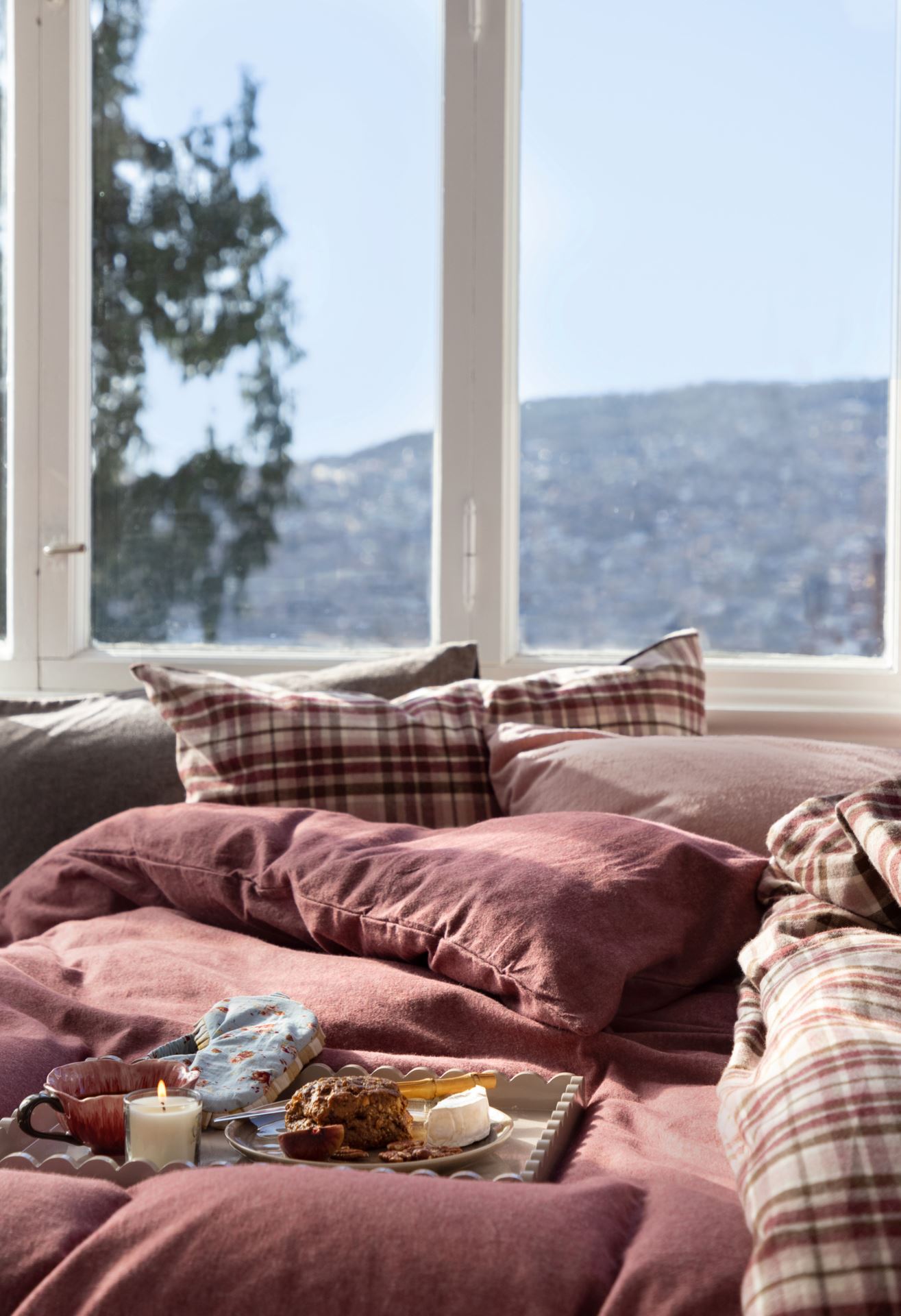 Voodipesukomplekt lõimvärvitud flanell mitmevärviline/roosa - 3