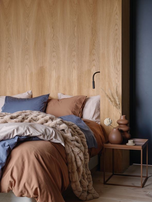 Voodipesukomplekt satiinpuuvillane udusinine - 4