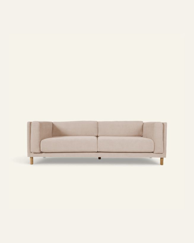 3-kohaline diivan hele beige - 221x88x68 cm hele beige - 1