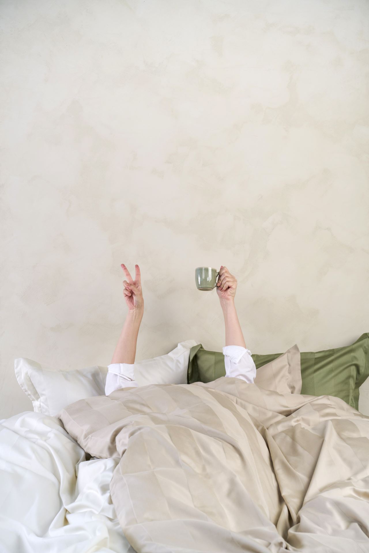 Voodipesukomplekt satiinpuuvillane hele beige - 4