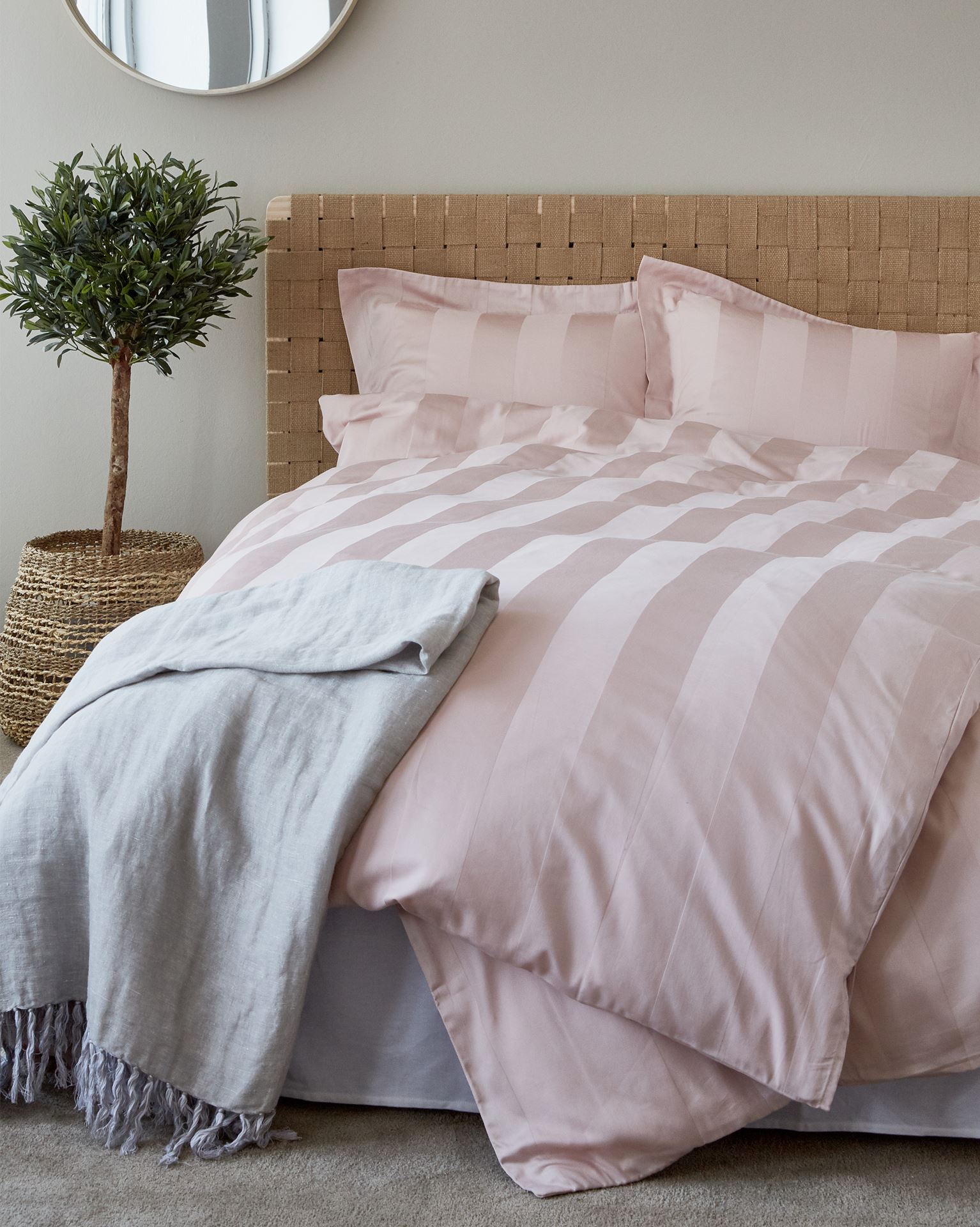 Voodipesukomplekt satiinpuuvillane heleroosa - 2