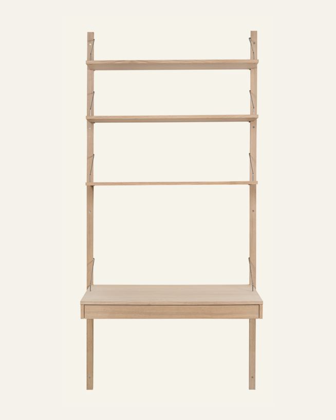 Riiulisüsteem kirjutuslauaplaadiga ja sahtliga naturaalne toon - 100x60x2 cm naturaalne toon - 1