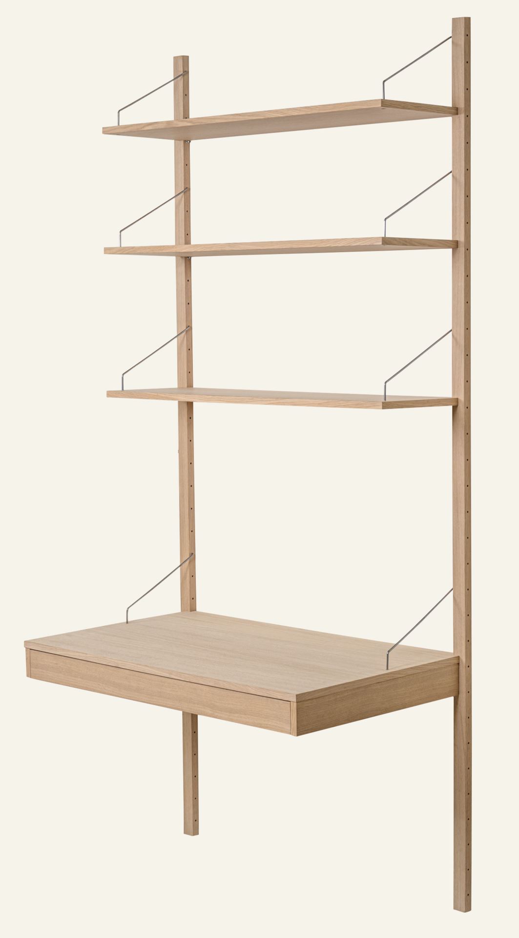 Riiulisüsteem kirjutuslauaplaadiga ja sahtliga naturaalne toon - 4