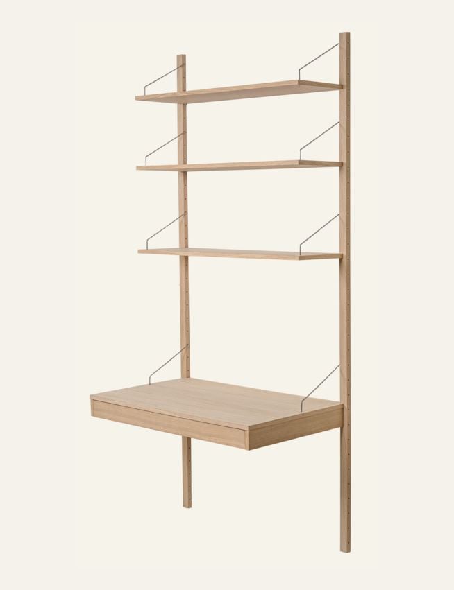 Riiulisüsteem kirjutuslauaplaadiga ja sahtliga naturaalne toon - 4