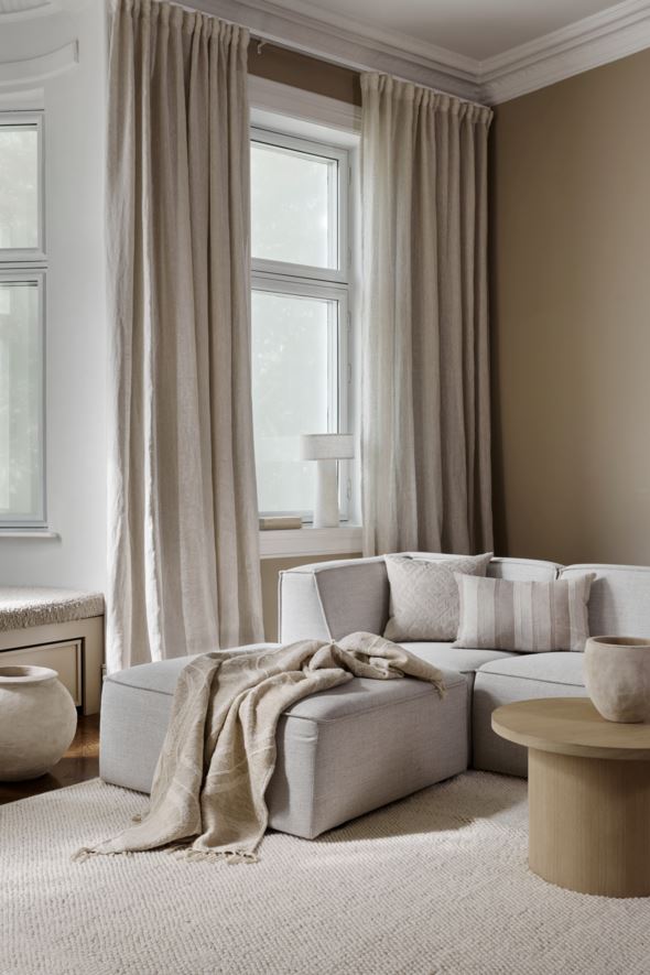 Eriti lai linane kardin naturaalne toon - 4