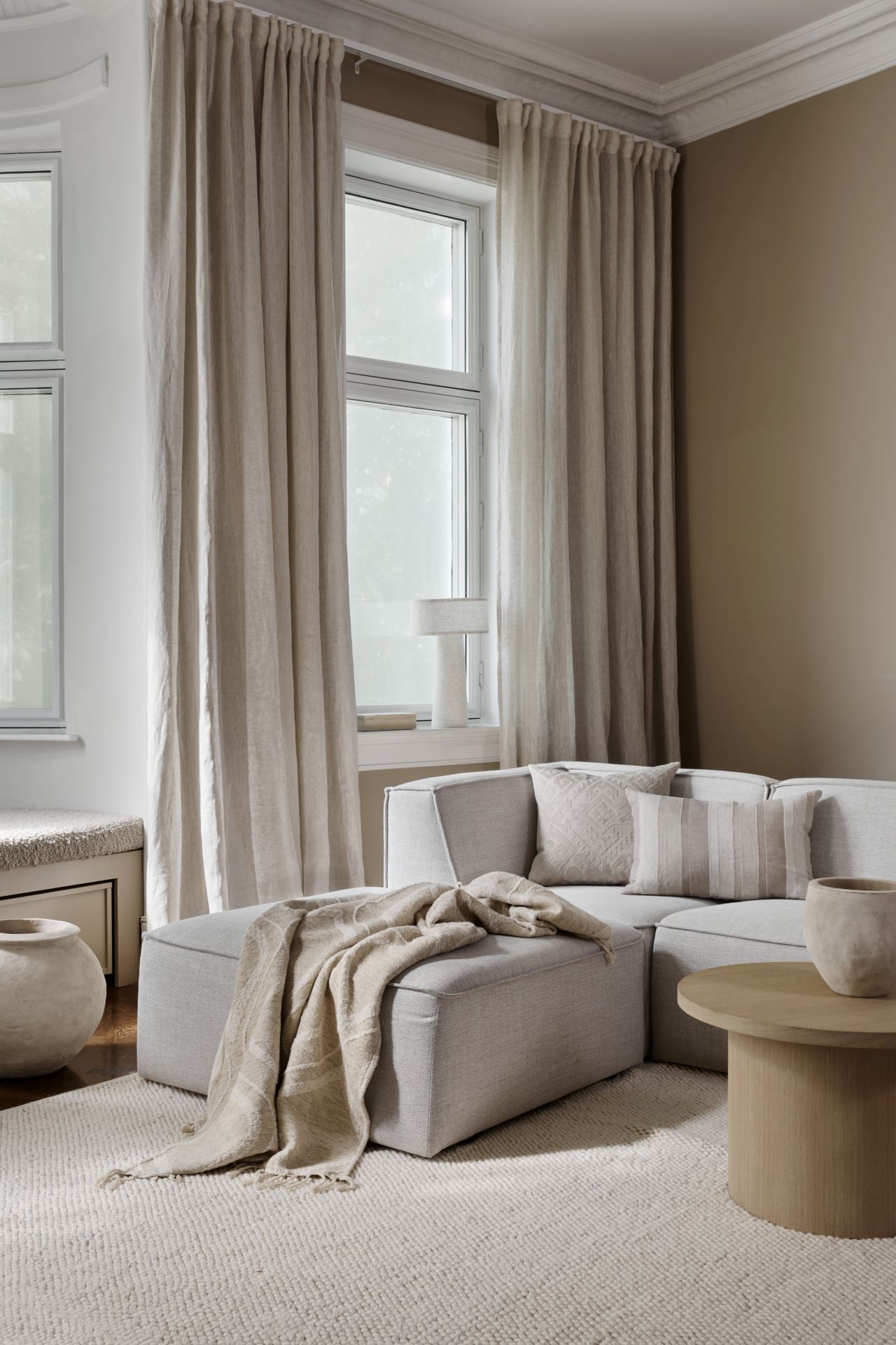 Eriti lai linane kardin naturaalne toon - 4