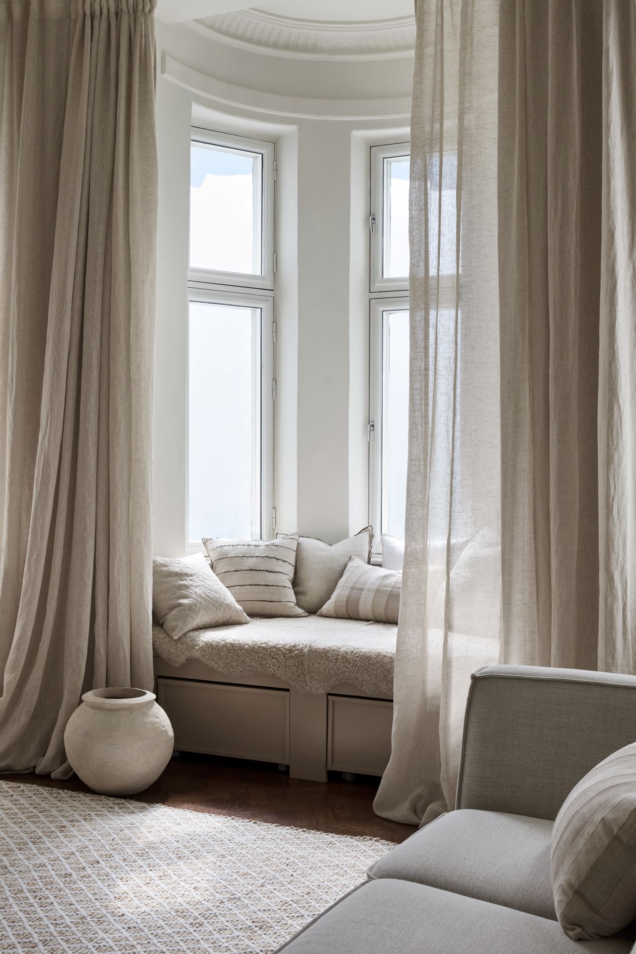 Eriti lai linane kardin naturaalne toon - 2