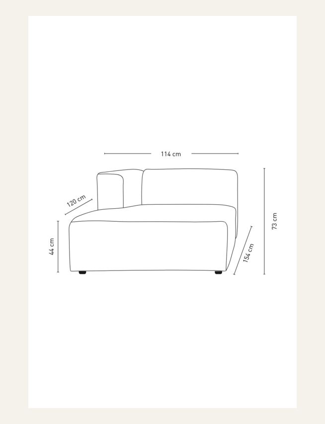 Moodul šezlong vasak naturaalne toon - 3