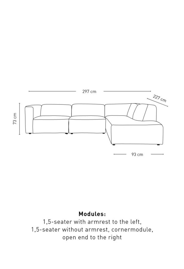 Mooduldiivan 4-osaline avatud ots paremal naturaalne toon - 2