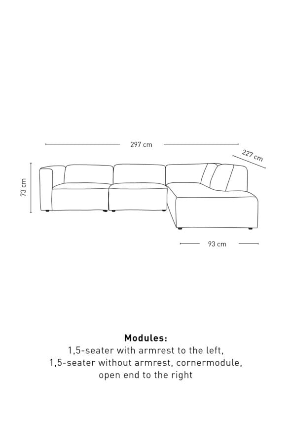 Mooduldiivan 4-osaline avatud ots paremal naturaalne toon - 2