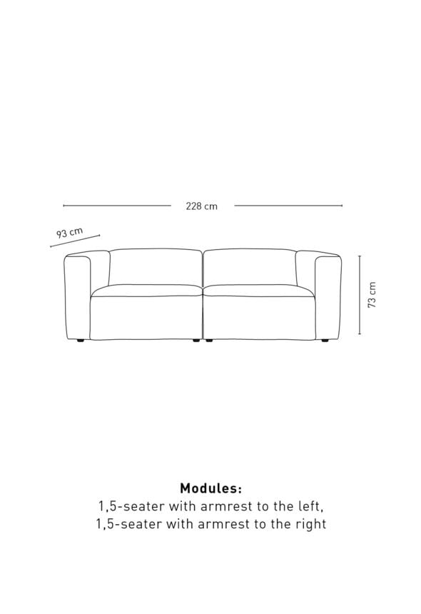 Mooduldiivan 2 osa käetugedega hall - 2
