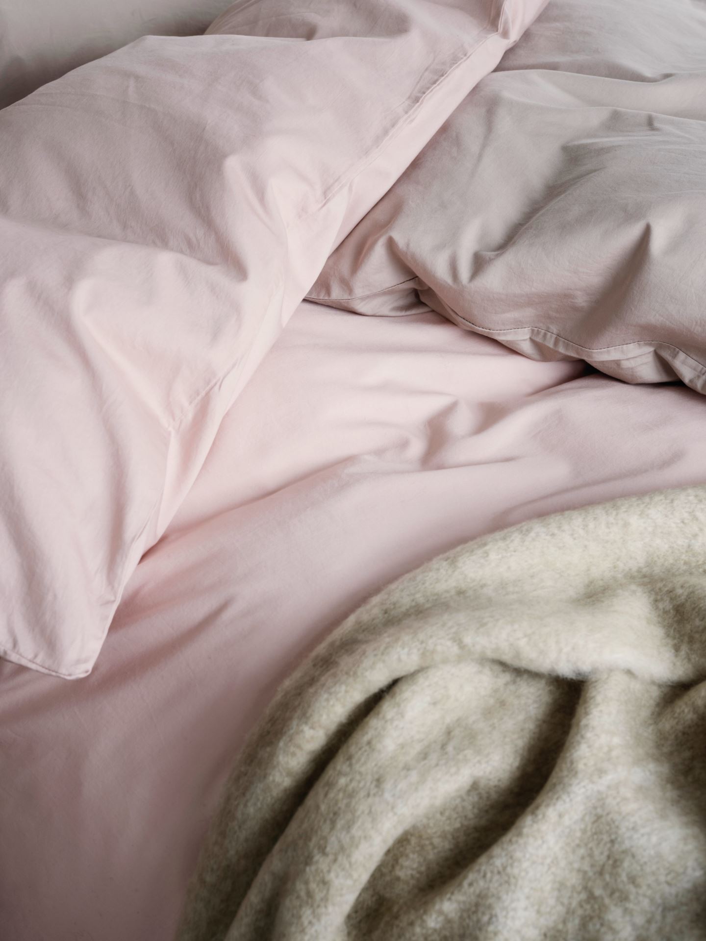 Voodipesukomplekt satiinpuuvillane heleroosa - 2