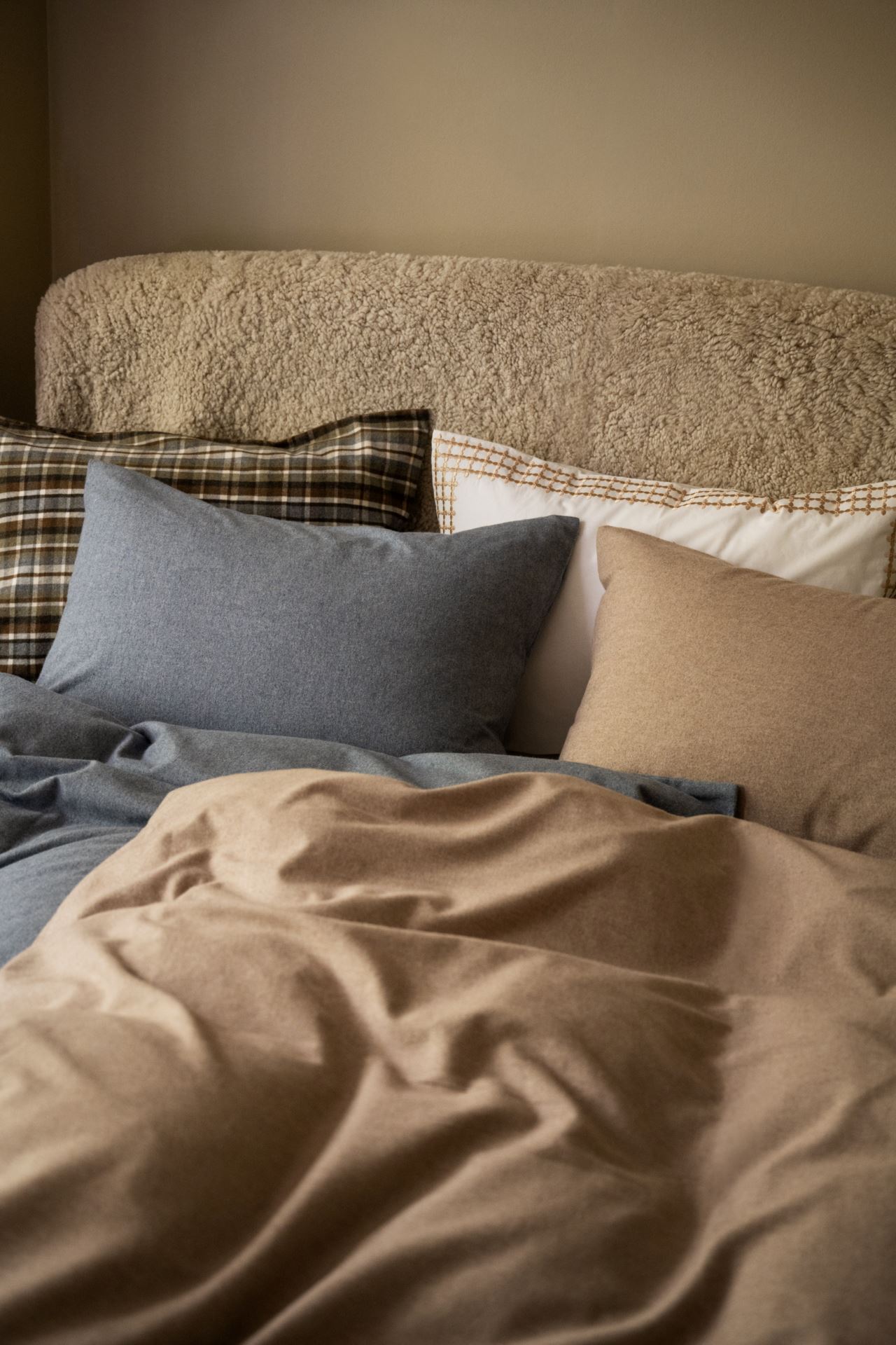 Voodipesukomplekt lõimvärvitud flanell sinakashall - 7