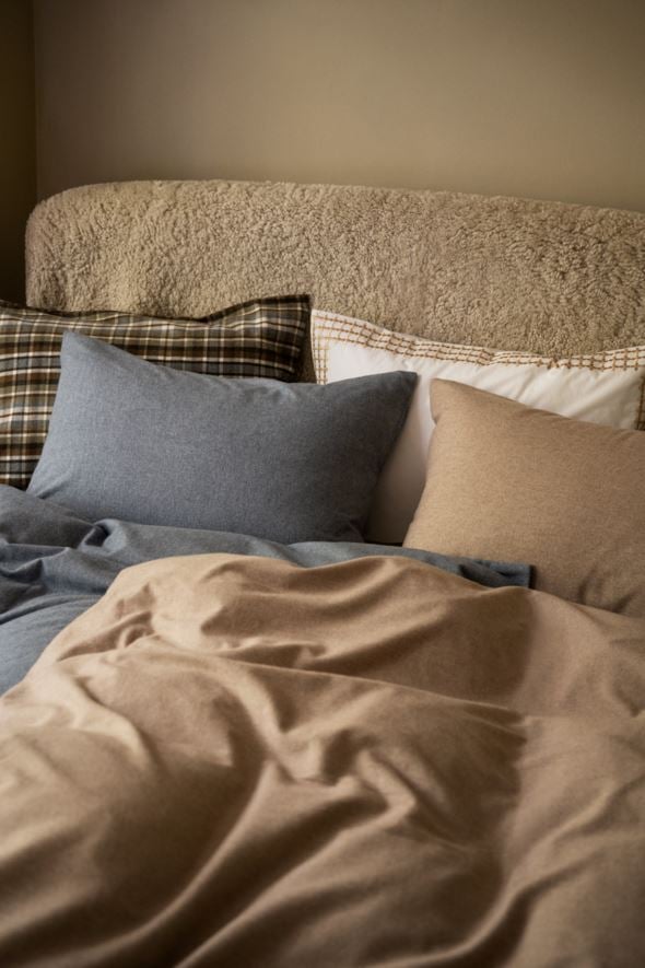 Voodipesukomplekt lõimvärvitud flanell sinakashall - 7