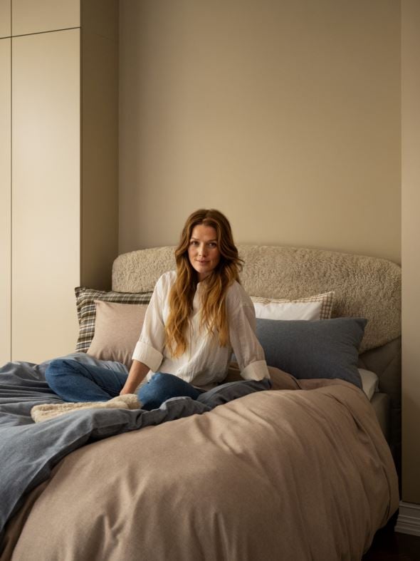 Voodipesukomplekt lõimvärvitud flanell sinakashall - 8