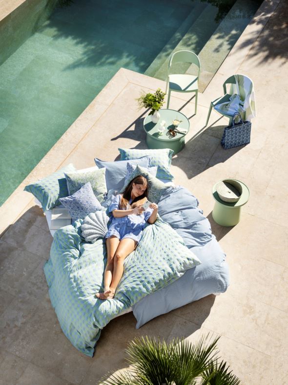 Voodipesukomplekt krepp-puuvillane taevasinine - 4