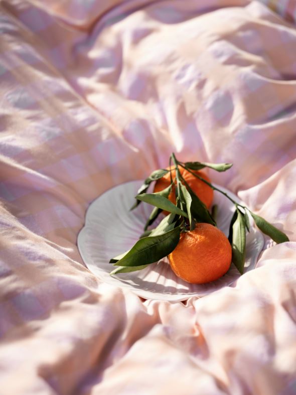 Voodipesukomplekt lõimvärvitud krepp-puuvill korall - 2