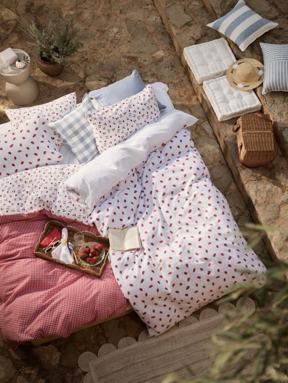 Voodipesukomplekt krepp-puuvillane hele sinine - 2