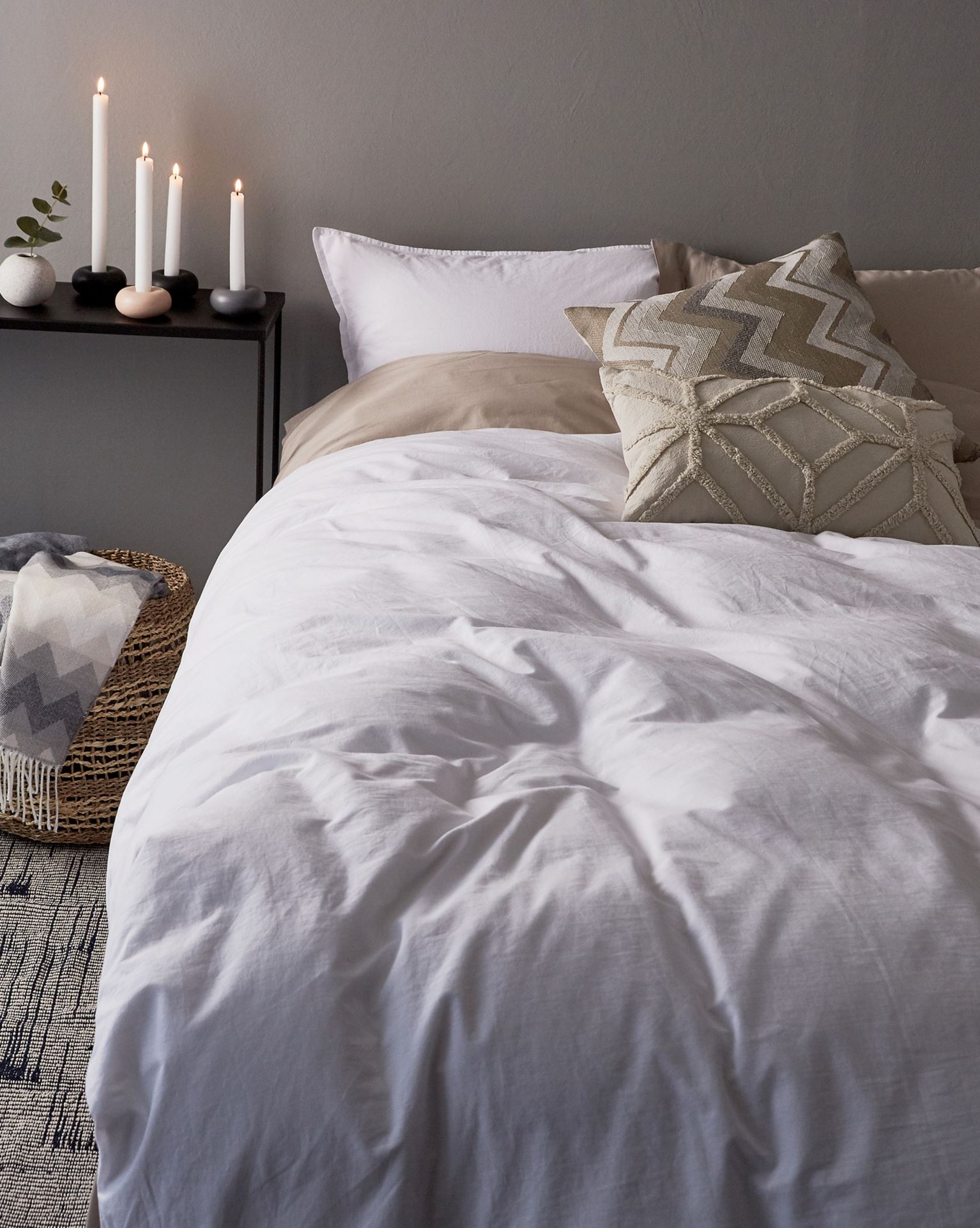 Voodipesukomplekt puuvillane valge - 2