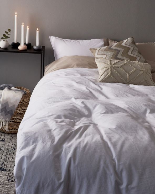 Voodipesukomplekt puuvillane valge - 2