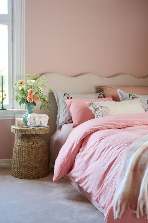 Voodipesukomplekt krepp-puuvillane heleroosa - 5