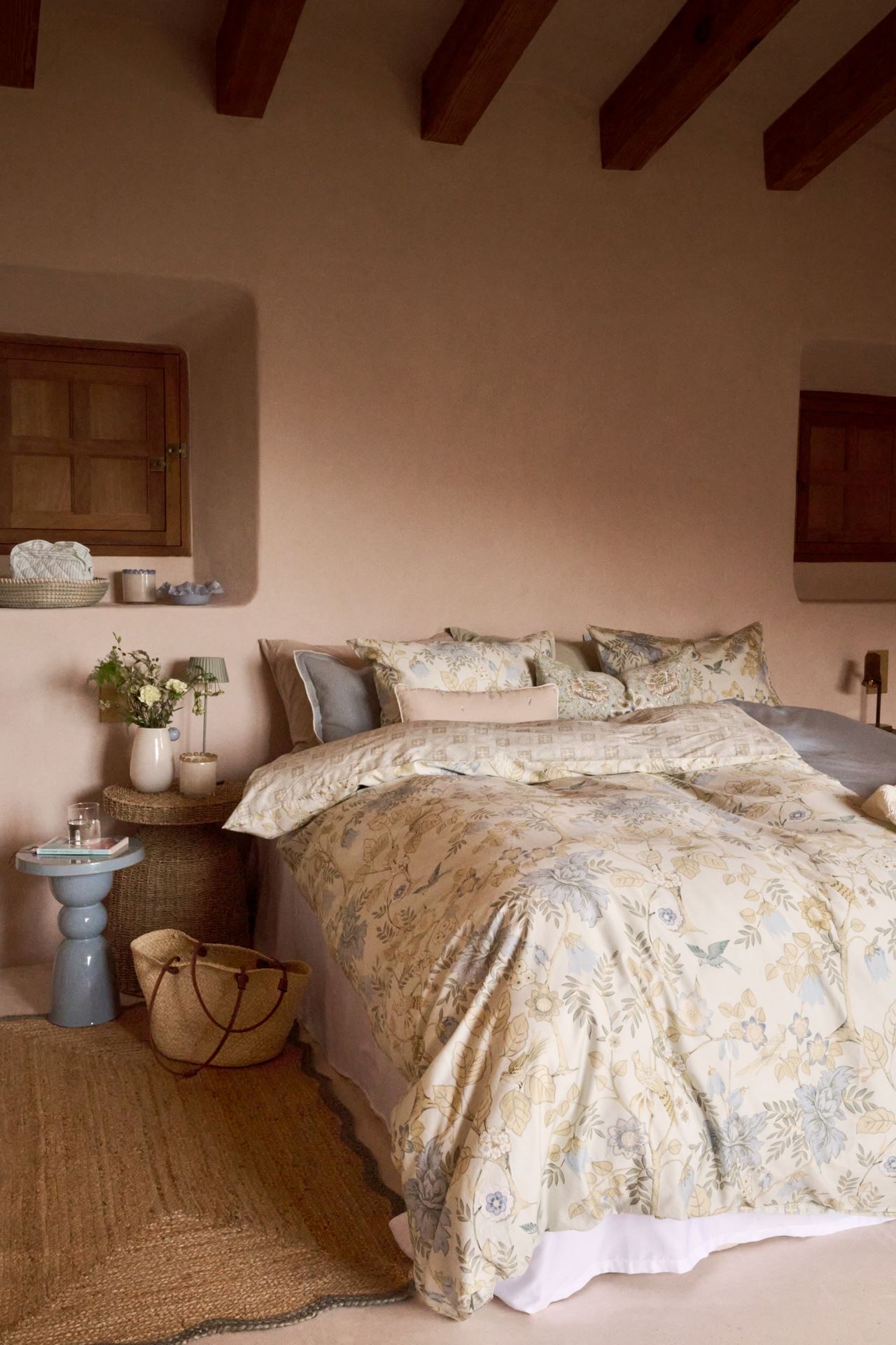 Voodipesukomplekt satiinpuuvillane mitmevärviline/roheline - 6