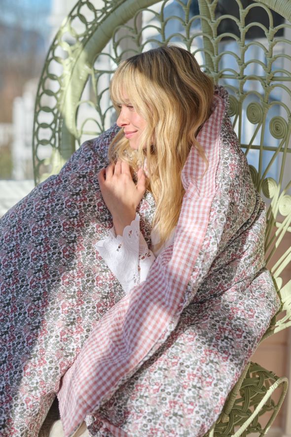 Voodipesukomplekt krepp-puuvillane mitmevärviline/roosa - 2