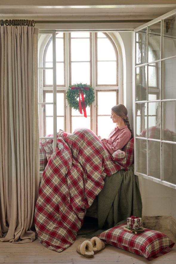 Voodipesukomplekt lõimvärvitud flanell mitmevärviline/punane - 2